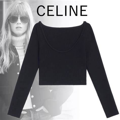 celine ribbed crop top|TRIOMPHE CROP TOP IN JERSEY POINTELLE .